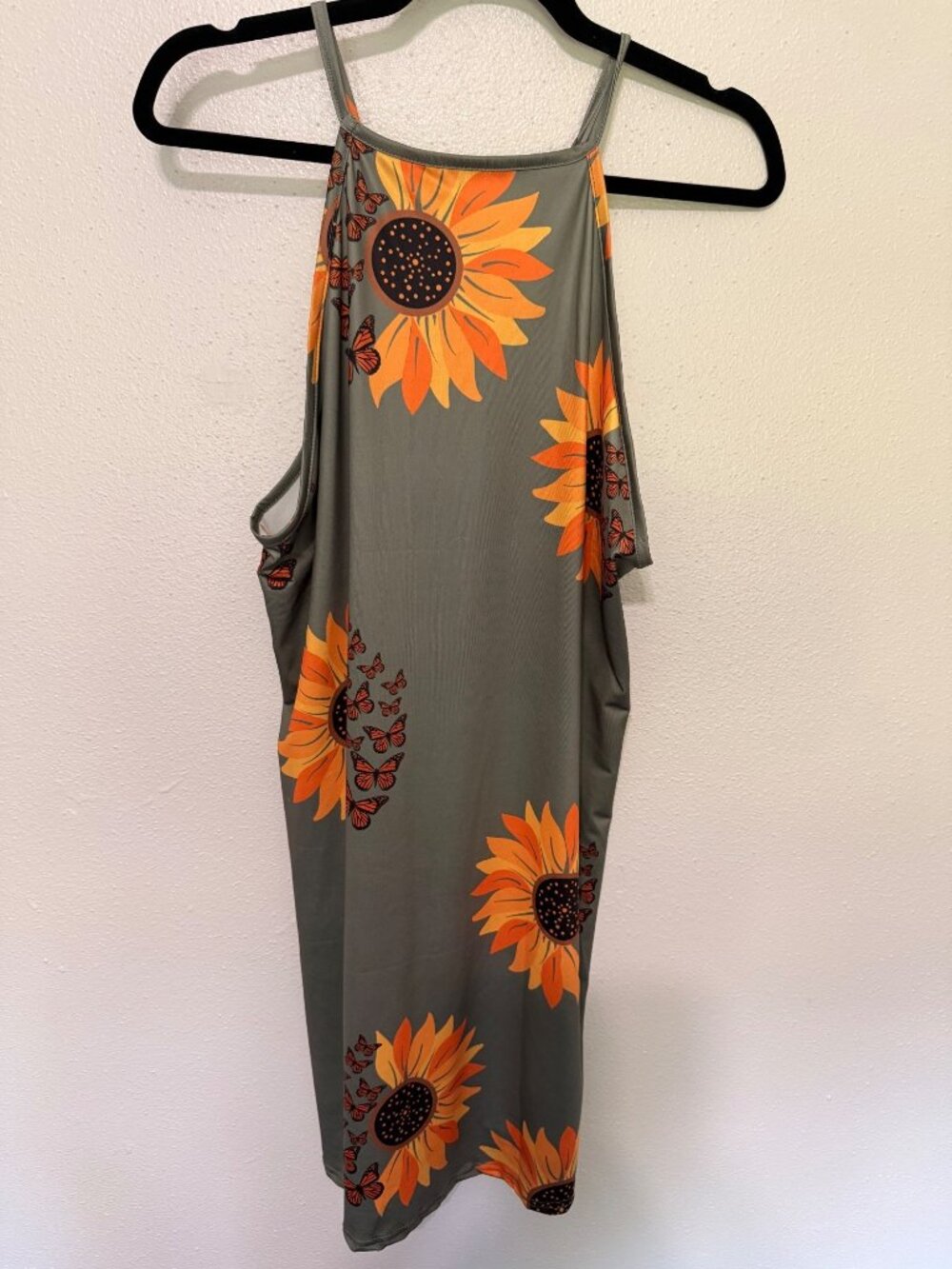 Womans Sundress Green with Yellow Sunflowers and Butterflies Womans XL